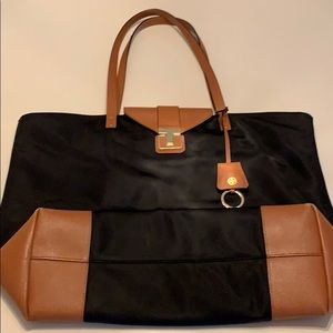 Tory Burch Leather and Nylon Tote